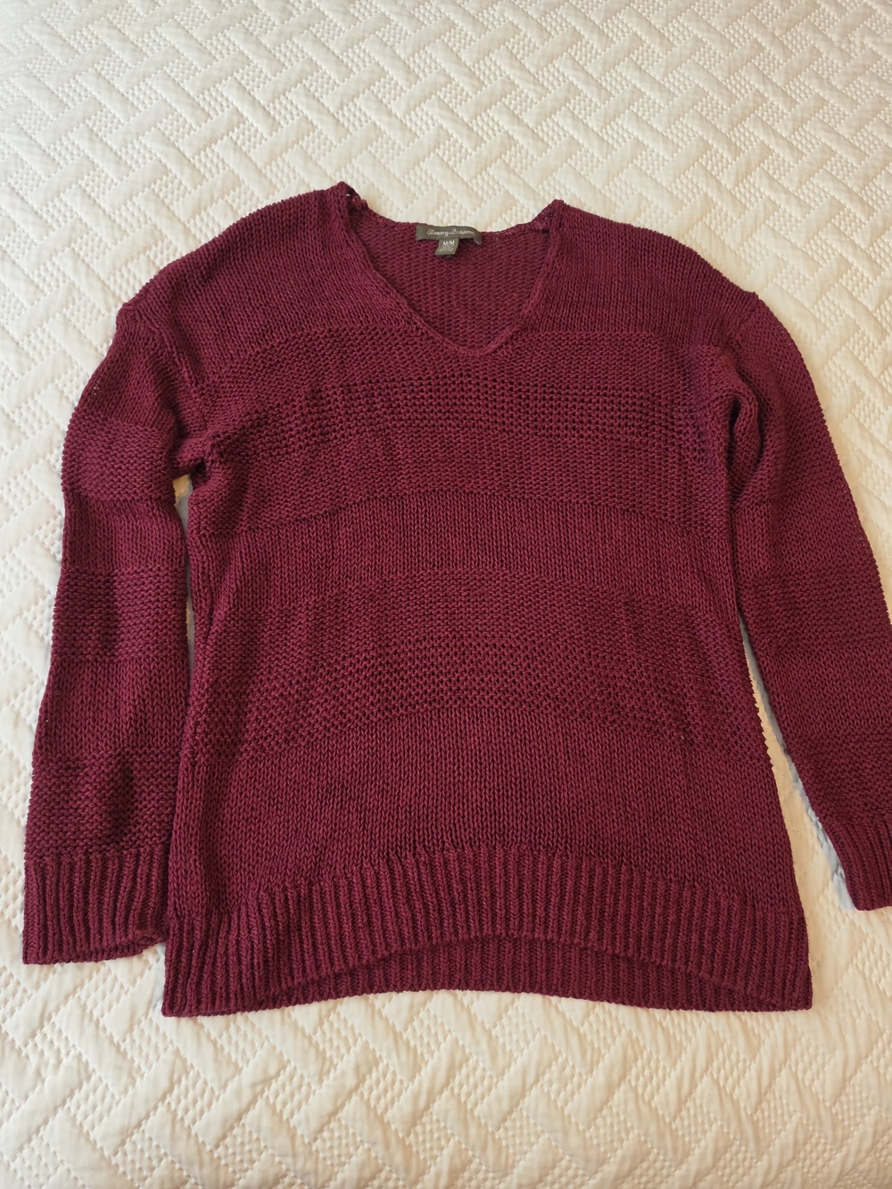 Tommy Bahama Raspberry V-Neck Open-Knit Sweater - Picture 4 of 4